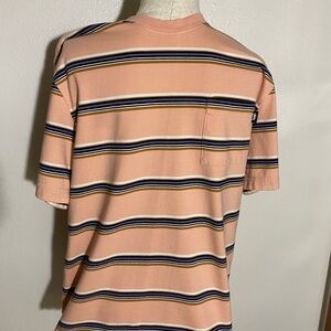 Stussy Peach multi color Striped Tee size S 100% Cotton